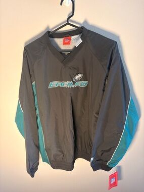 NFL Philadelphia Eagles Black & Teal Pullover Windbreaker